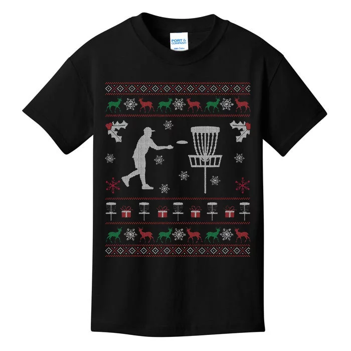 Disc Golf Ugly Christmas Gift for Disc Golf Player Kids T-Shirt