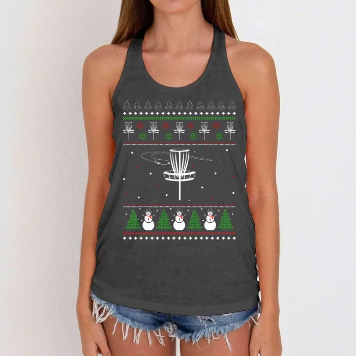 Disc Golf Ugly Christmas Sweater Pajama Gifts Women's Knotted Racerback Tank