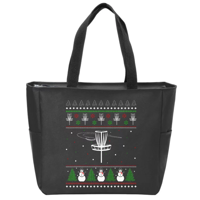 Disc Golf Ugly Christmas Sweater Pajama Gifts Zip Tote Bag