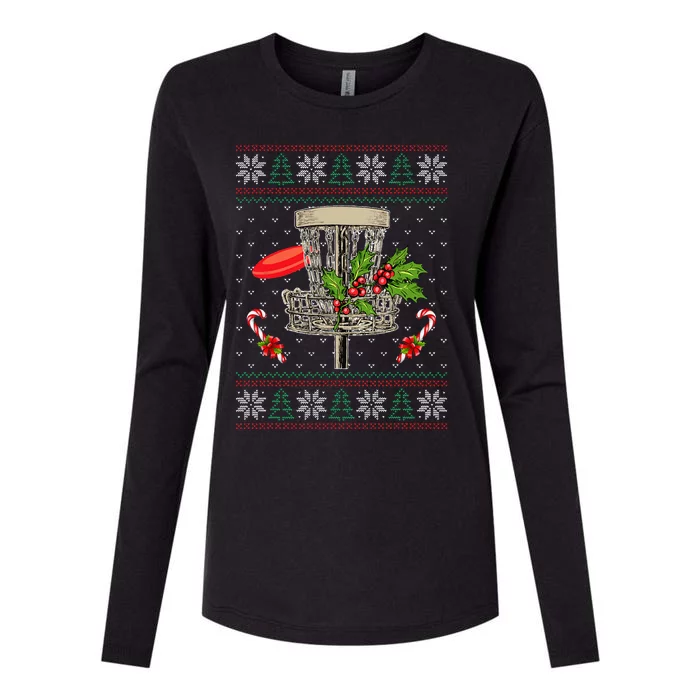 Disc Golf Ugly Christmas Pajama Xmas Funny Womens Cotton Relaxed Long Sleeve T-Shirt