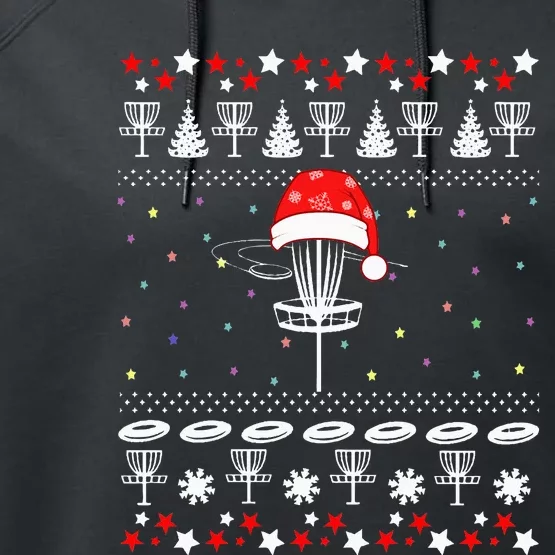 Disc Golf Ugly Christmas Sweater Pajama Performance Fleece Hoodie