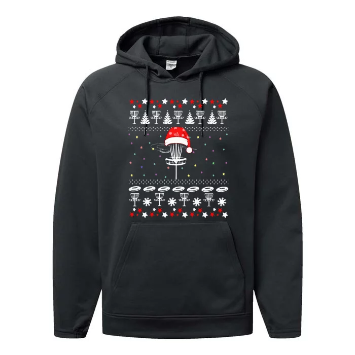 Disc Golf Ugly Christmas Sweater Pajama Performance Fleece Hoodie