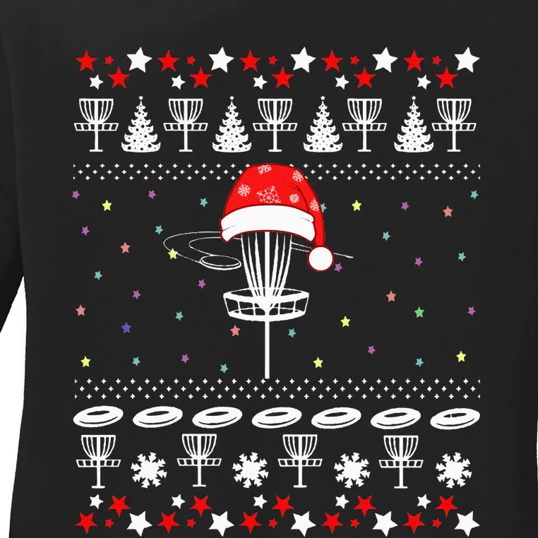 Disc Golf Ugly Christmas Sweater Pajama Ladies Long Sleeve Shirt