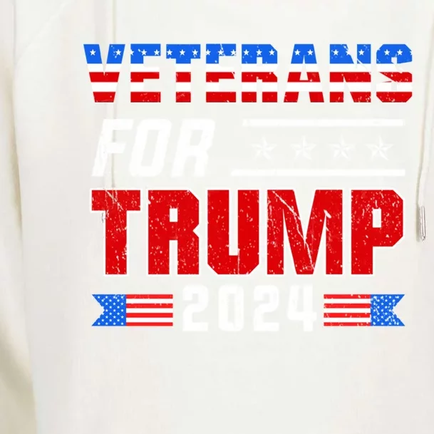 Dad Grandpa Veterans For Trump 2024 American Trump Flag Gift Womens Funnel Neck Pullover Hood