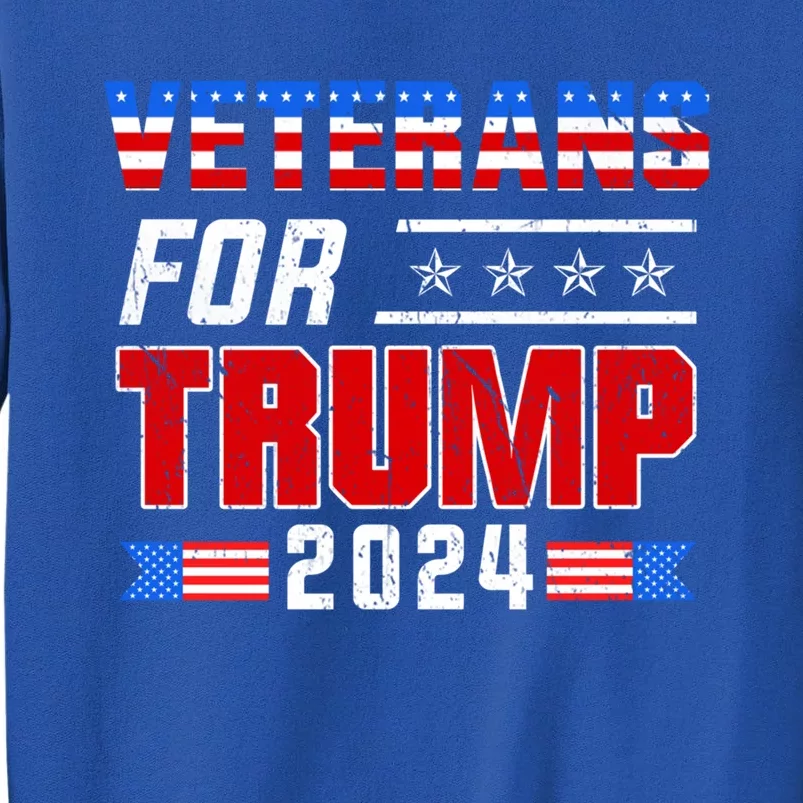 Dad Grandpa Veterans For Trump 2024 American Trump Flag Gift Sweatshirt