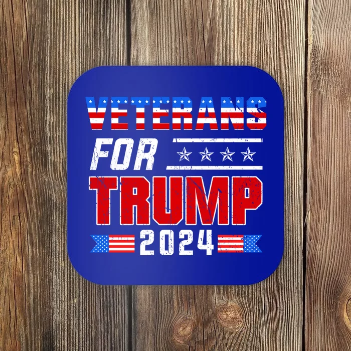 Dad Grandpa Veterans For Trump 2024 American Trump Flag Gift Coaster