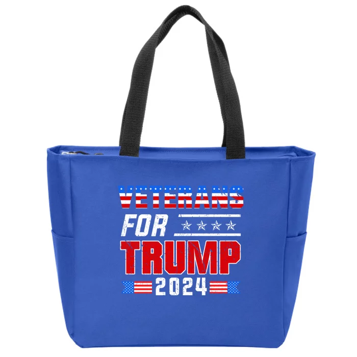 Dad Grandpa Veterans For Trump 2024 American Trump Flag Gift Zip Tote Bag