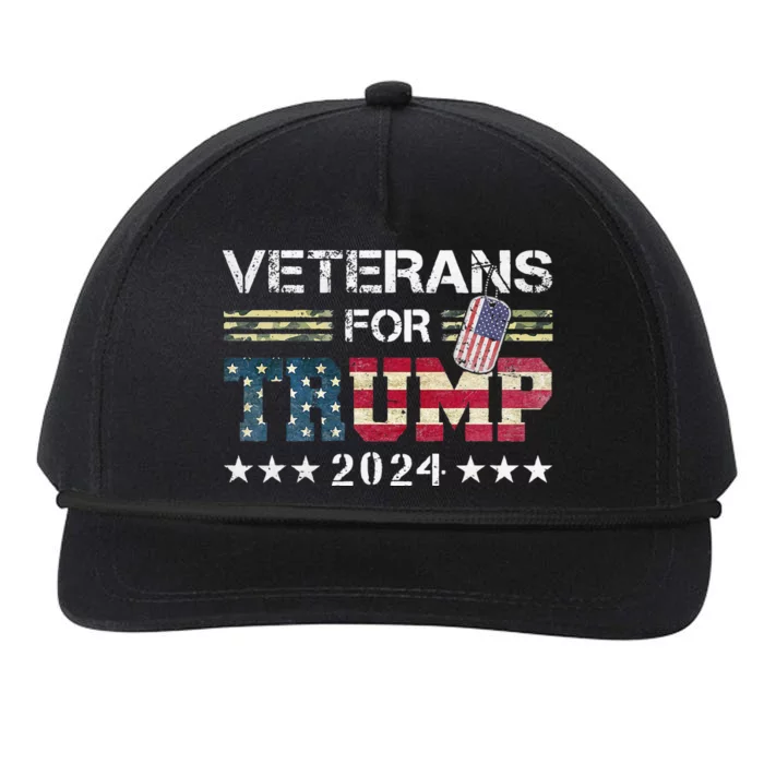 Dad Grandpa Veterans For Trump 2024 American Flag Camo Snapback Five-Panel Rope Hat