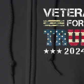 Dad Grandpa Veterans For Trump 2024 American Flag Camo Full Zip Hoodie