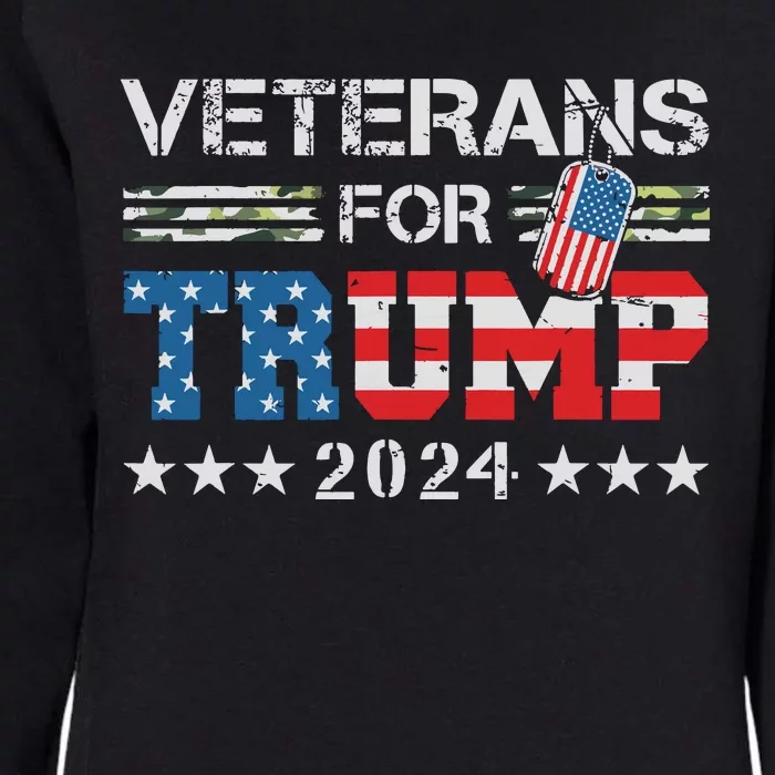 Dad Grandpa Veterans For Trump 2024 American Flag Camo Womens California Wash Sweatshirt