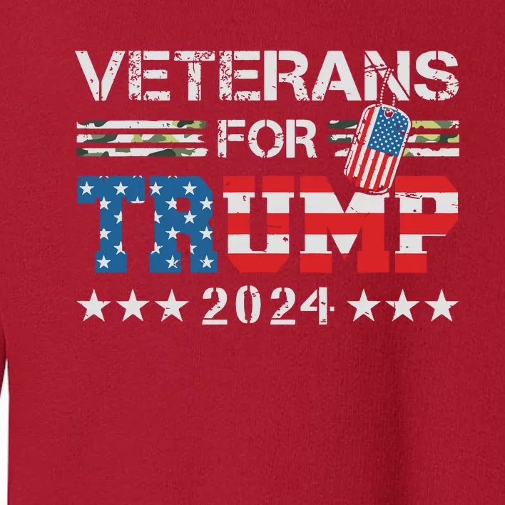 Dad Grandpa Veterans For Trump 2024 American Flag Camo Toddler Sweatshirt