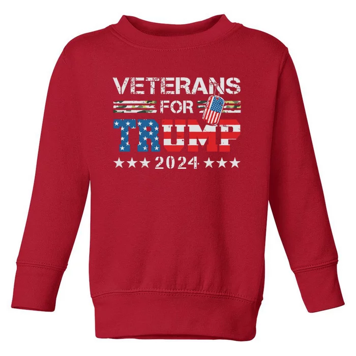 Dad Grandpa Veterans For Trump 2024 American Flag Camo Toddler Sweatshirt