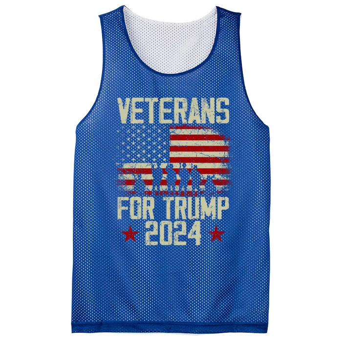 Dad Grandpa Veterans For Trump 2024 American Flag Vintage Gift Mesh Reversible Basketball Jersey Tank