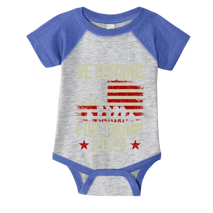 Dad Grandpa Veterans For Trump 2024 American Flag Vintage Gift Infant Baby Jersey Bodysuit