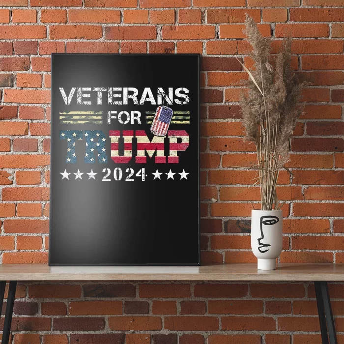 Dad Grandpa Veterans For Trump 2024 American Flag Poster