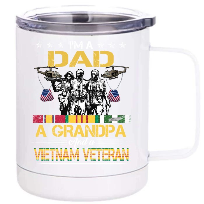 Dad Grandpa Vietnam Veteran Vintage Gift Military 'S Gift Front & Back 12oz Stainless Steel Tumbler Cup