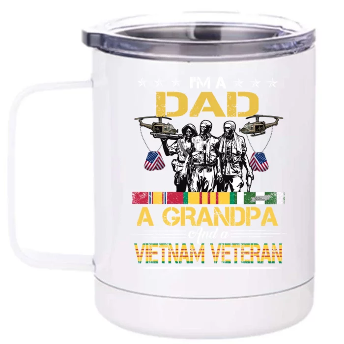 Dad Grandpa Vietnam Veteran Vintage Gift Military 'S Gift Front & Back 12oz Stainless Steel Tumbler Cup