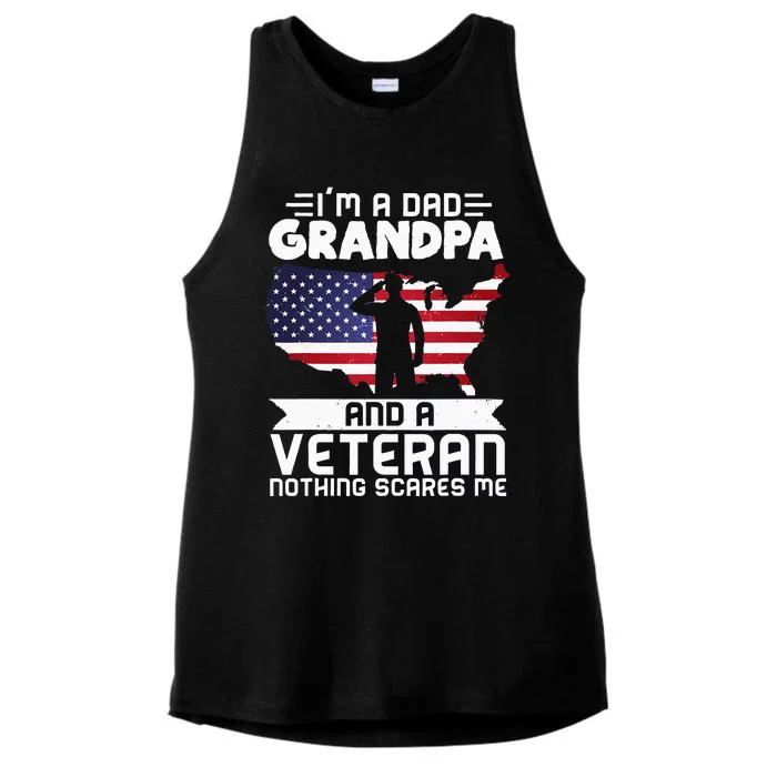 Dad Grandpa Veteran Nothing Scares Patriotic Veterans Day Ladies Tri-Blend Wicking Tank