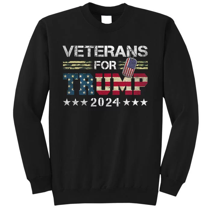 Dad Grandpa Veterans For Trump 2024 American Flag Camo Sweatshirt