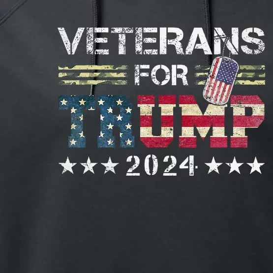 Dad Grandpa Veterans For Trump 2024 American Flag Camo Performance Fleece Hoodie