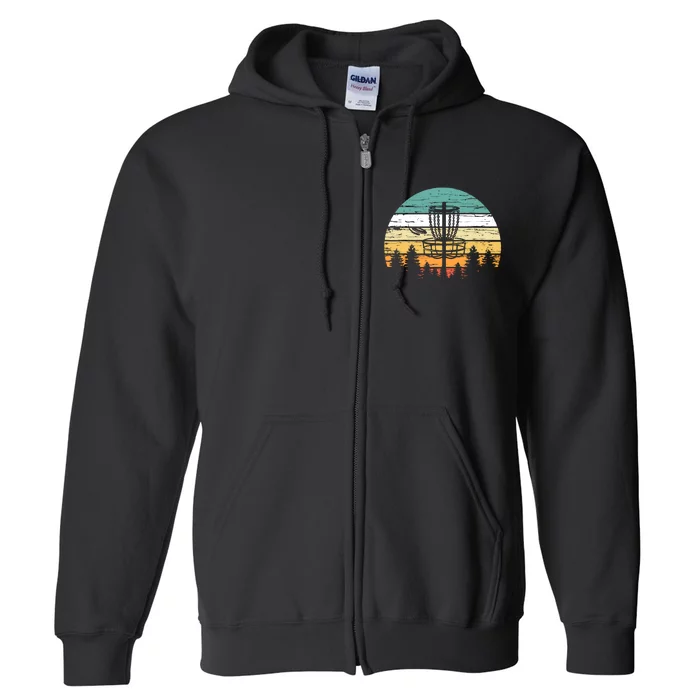 Disc Golf Vintage Sunset Full Zip Hoodie