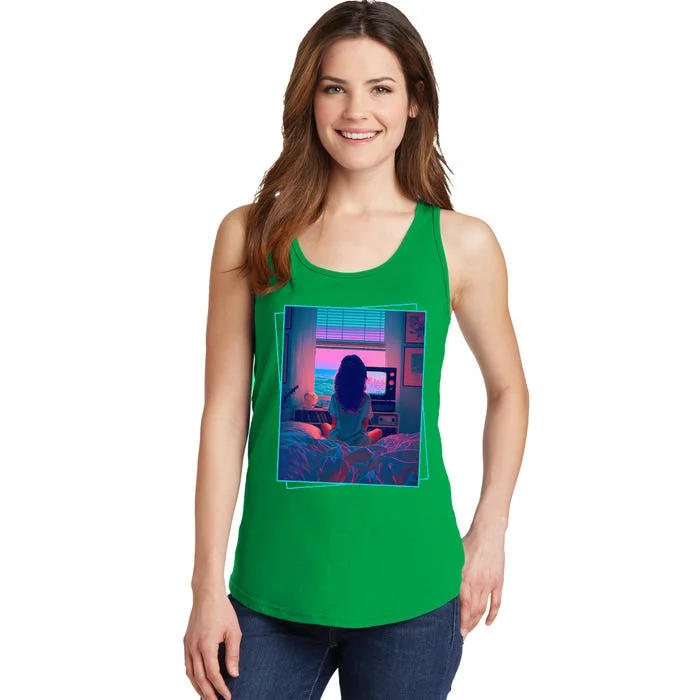 Dreamy Girl Vaporwave Anime Chill 90s Ethereal Alt Aesthetic Ladies Essential Tank