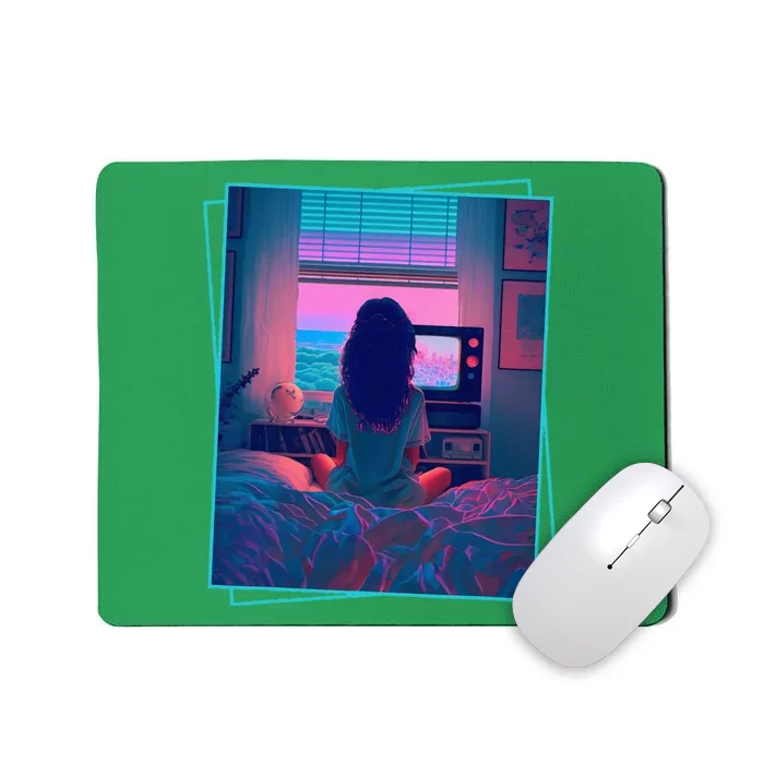 Dreamy Girl Vaporwave Anime Chill 90s Ethereal Alt Aesthetic Mousepad