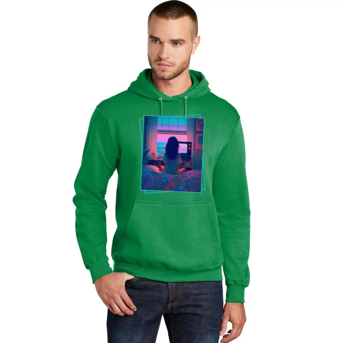 Dreamy Girl Vaporwave Anime Chill 90s Ethereal Alt Aesthetic Tall Hoodie