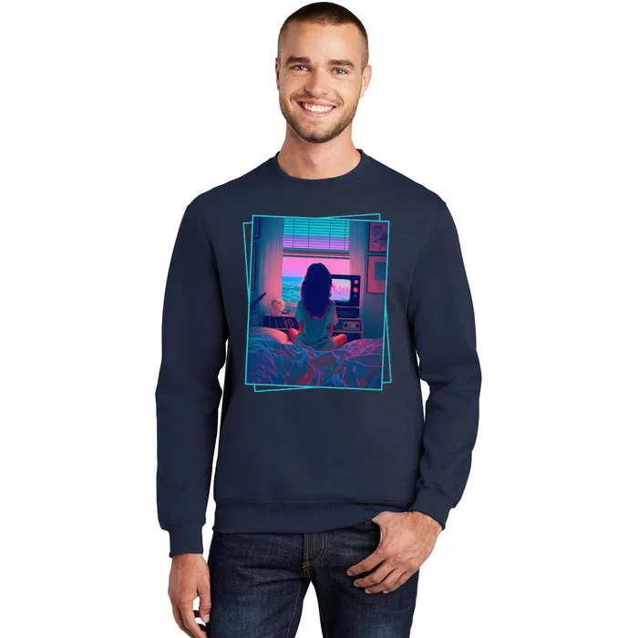 Dreamy Girl Vaporwave Anime Chill 90s Ethereal Alt Aesthetic Tall Sweatshirt