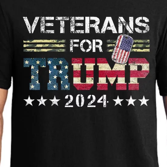 Dad Grandpa Veterans For Trump 2024 American Flag Camo Pajama Set