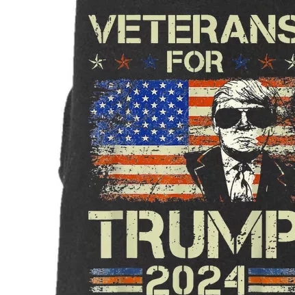 Dad Grandpa Veterans For Trump 2024 American Flag Camo Doggie 3-End Fleece Hoodie