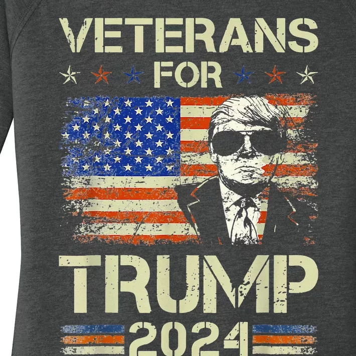 Dad Grandpa Veterans For Trump 2024 American Flag Camo Women's Perfect Tri Tunic Long Sleeve Shirt