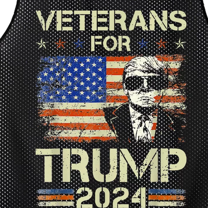 Dad Grandpa Veterans For Trump 2024 American Flag Camo Mesh Reversible Basketball Jersey Tank