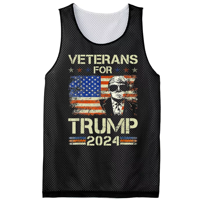 Dad Grandpa Veterans For Trump 2024 American Flag Camo Mesh Reversible Basketball Jersey Tank