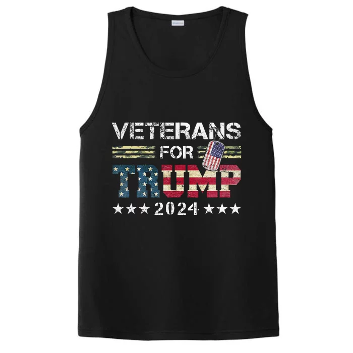 Dad Grandpa Veterans For Trump 2024 American Flag Camo Performance Tank