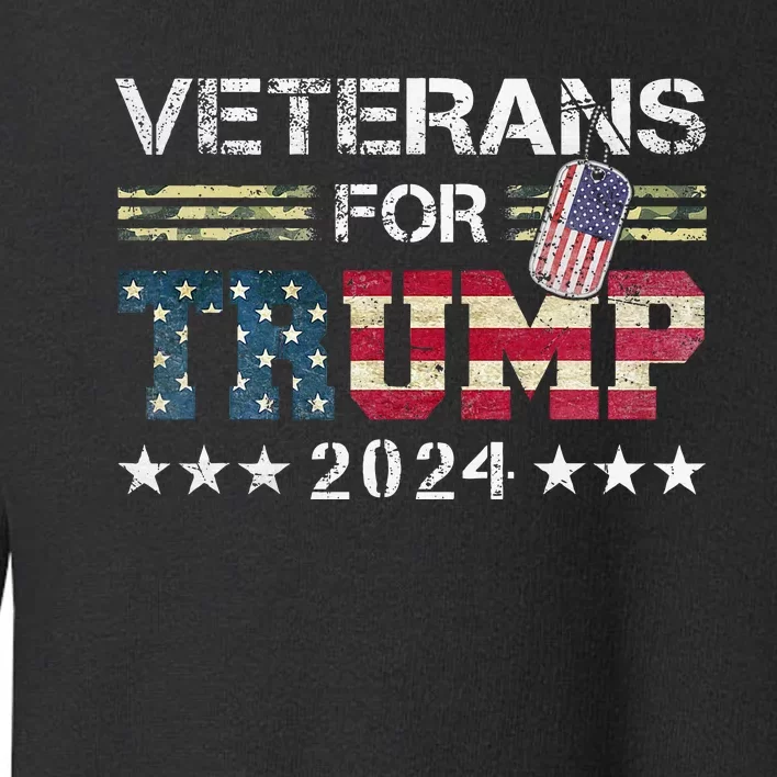 Dad Grandpa Veterans For Trump 2024 American Flag Camo Toddler Sweatshirt