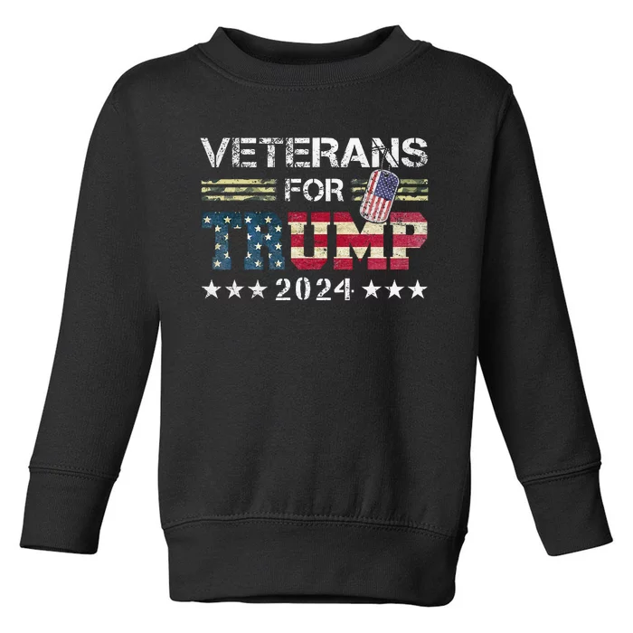 Dad Grandpa Veterans For Trump 2024 American Flag Camo Toddler Sweatshirt