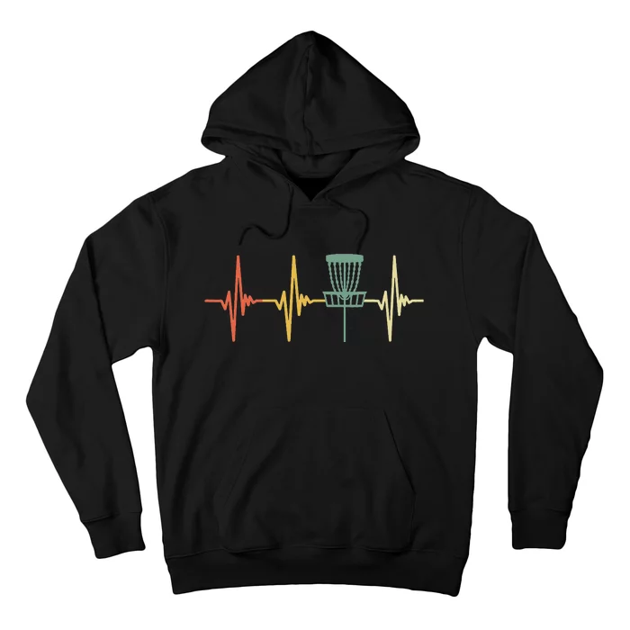 Disc Golf Vintage Heartbeat Gift Disc Golf Hoodie