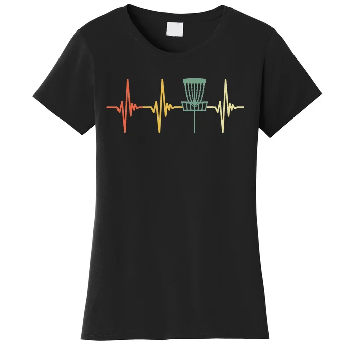 Disc Golf Vintage Heartbeat Gift Disc Golf Women's T-Shirt