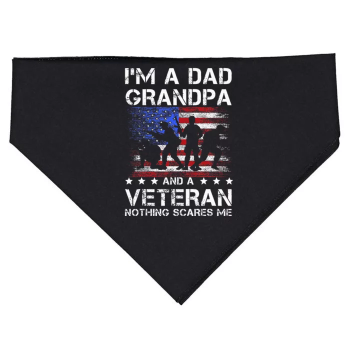 Dad Grandpa Veteran Nothing Scares Fathers Day USA-Made Doggie Bandana