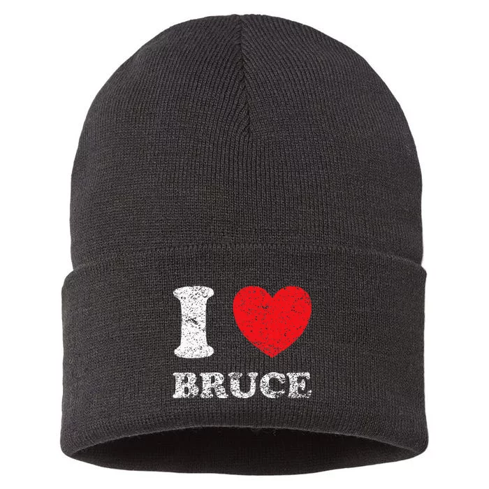 Distressed Grunge Worn Out Style I Love Bruce Sustainable Knit Beanie