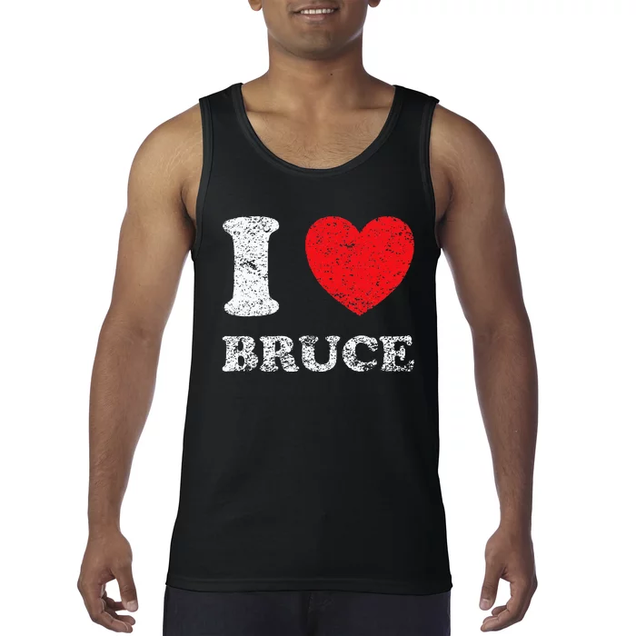 Distressed Grunge Worn Out Style I Love Bruce Tank Top