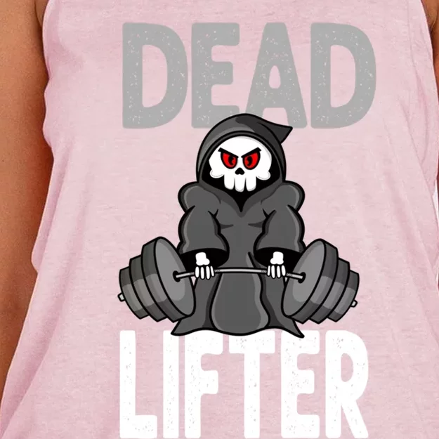 Deadlifting Gym Workout Fitness Grim Reaper Deadlifter Gift Women's Knotted Racerback Tank