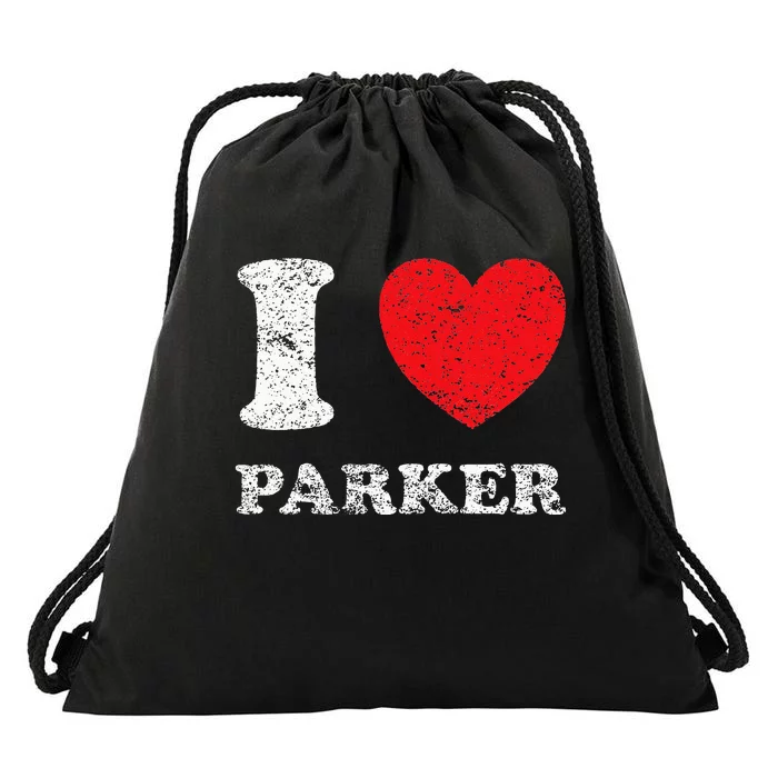 Distressed Grunge Worn Out Style I Love Parker Drawstring Bag