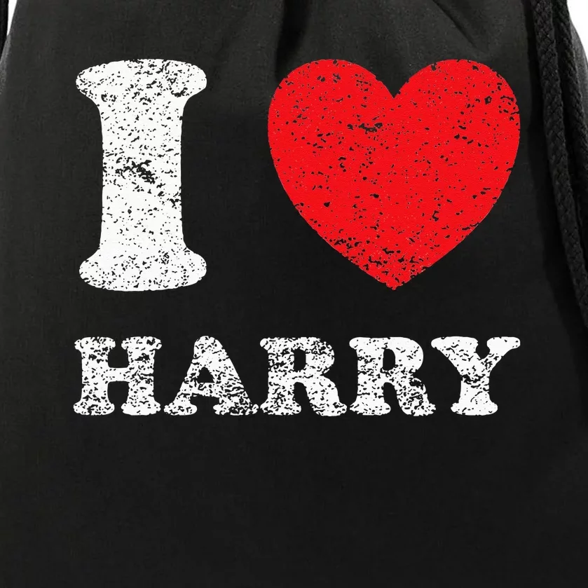 Distressed Grunge Worn Out Style I Love Harry Drawstring Bag