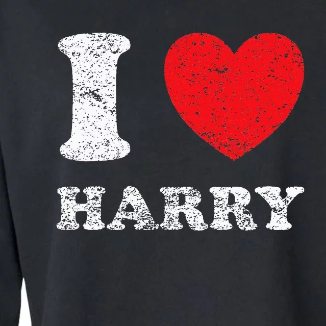 Distressed Grunge Worn Out Style I Love Harry Cropped Pullover Crew