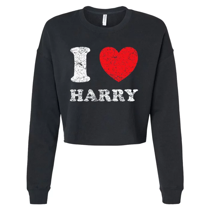 Distressed Grunge Worn Out Style I Love Harry Cropped Pullover Crew