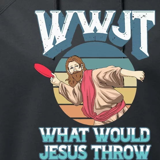 Disc Golf Wwjt What Would Jesus Throw Frisbee Golf Christian Performance Fleece Hoodie