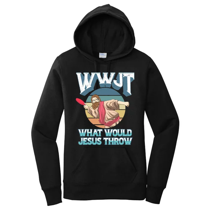 Disc Golf Wwjt What Would Jesus Throw Frisbee Golf Christian Women's Pullover Hoodie