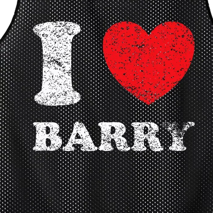 Distressed Grunge Worn Out Style I Love Barry Mesh Reversible Basketball Jersey Tank